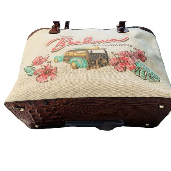 NWT Brahmin Brooke Pecan Pipa Greeting Massachusetts Large Tote Woody New w/ Tag - Picture 3 of 16